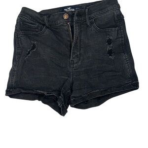 Hollister Black Jean Shorts Distressed High-Waisted